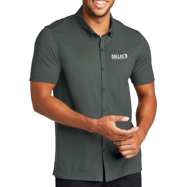 MERCER+METTLE Stretch Pique Full-Button Polo Thumbnail